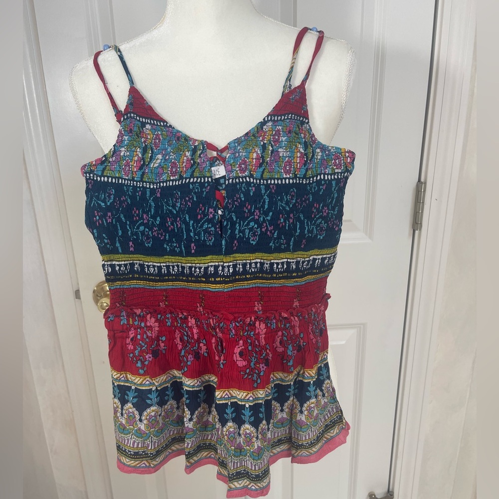 Patrons of Peace Red and Blue Floral Camisole